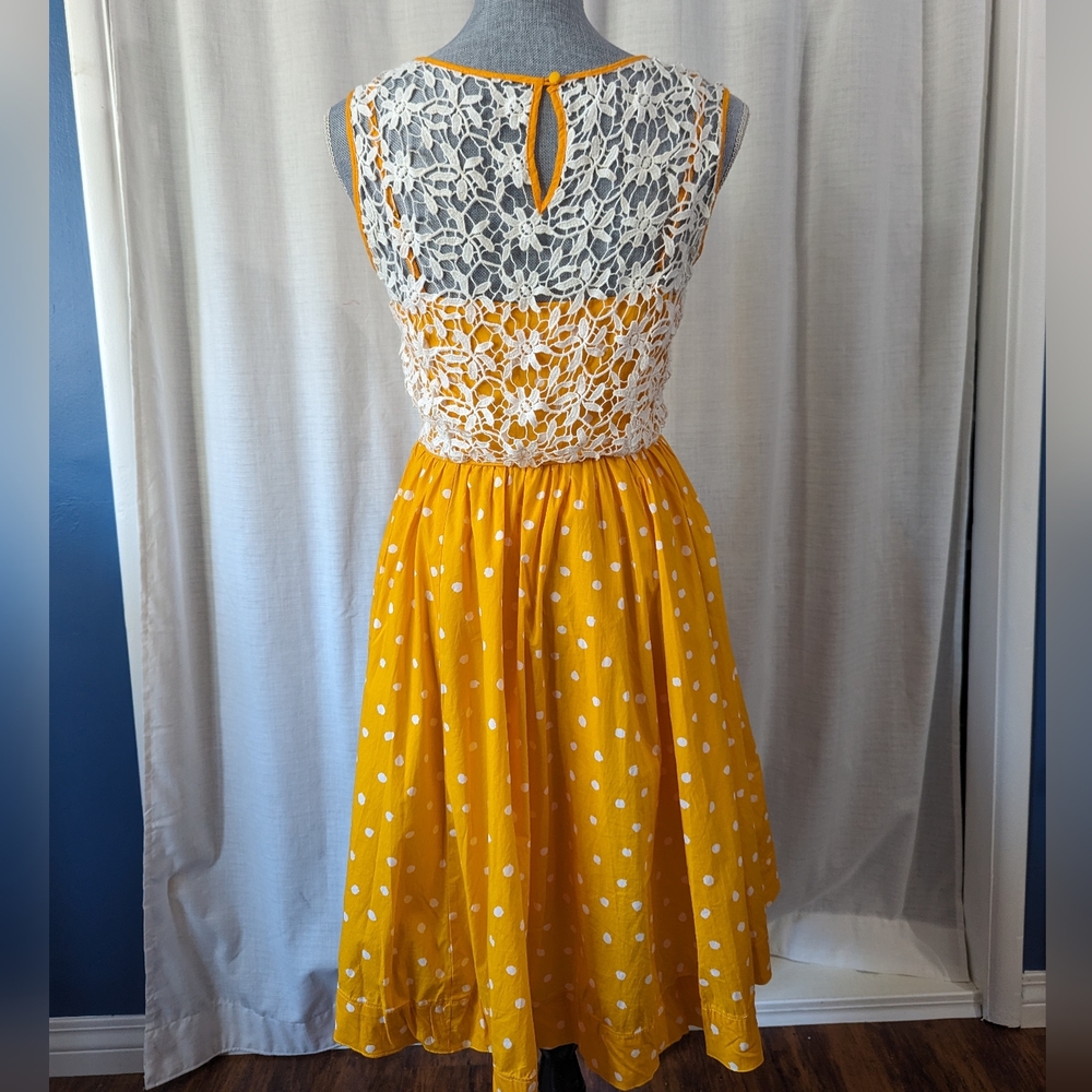 Anthropologie yellow polka dot dress